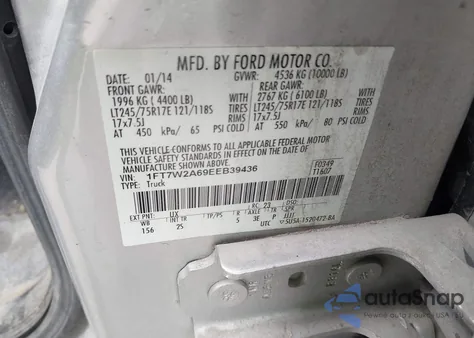 2014 Ford F-250 Xlt from USA, damaged, VIN 1FT7W2A69EEB39436